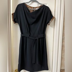 Size 8 Black dress with leopard accents.